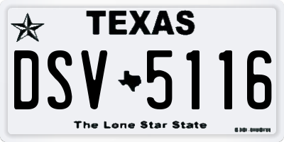 TX license plate DSV5116