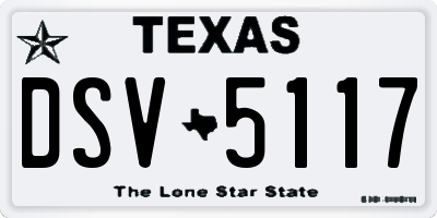 TX license plate DSV5117