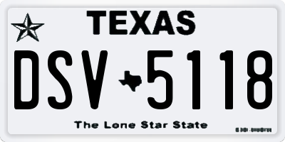 TX license plate DSV5118
