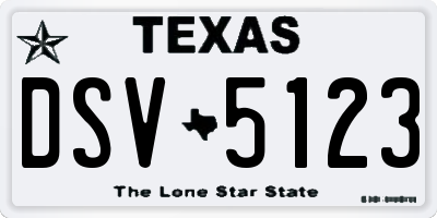 TX license plate DSV5123