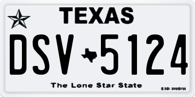 TX license plate DSV5124