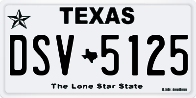 TX license plate DSV5125