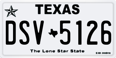 TX license plate DSV5126