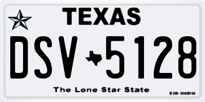 TX license plate DSV5128