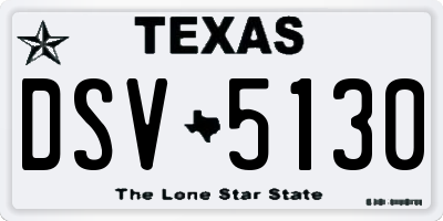 TX license plate DSV5130