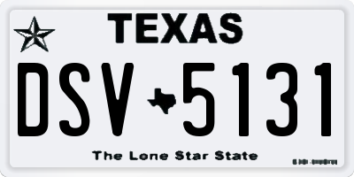 TX license plate DSV5131
