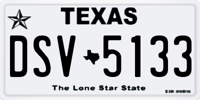 TX license plate DSV5133