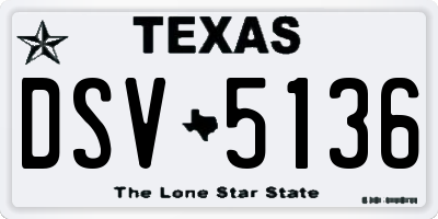 TX license plate DSV5136