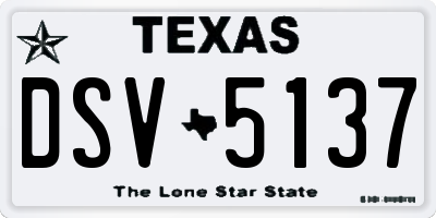 TX license plate DSV5137
