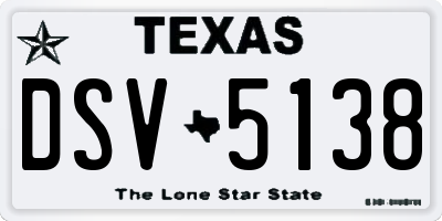 TX license plate DSV5138