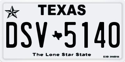 TX license plate DSV5140