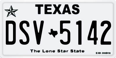 TX license plate DSV5142