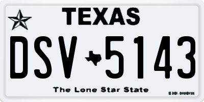 TX license plate DSV5143