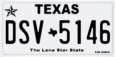 TX license plate DSV5146