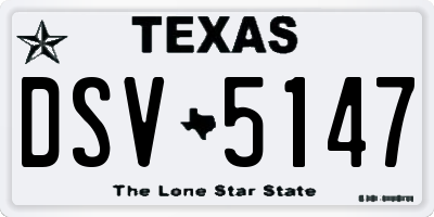 TX license plate DSV5147