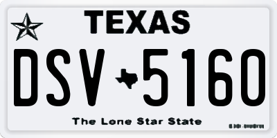 TX license plate DSV5160