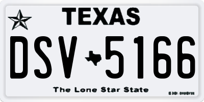 TX license plate DSV5166