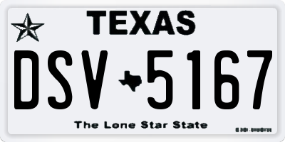 TX license plate DSV5167