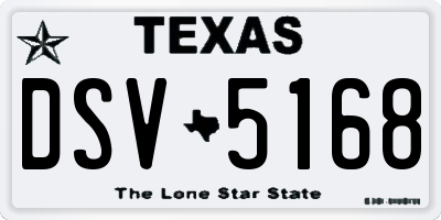 TX license plate DSV5168
