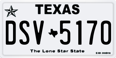 TX license plate DSV5170