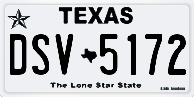 TX license plate DSV5172