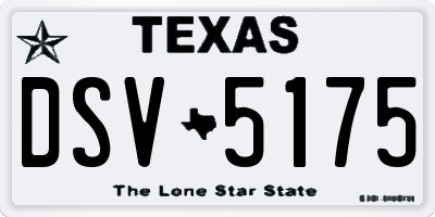 TX license plate DSV5175