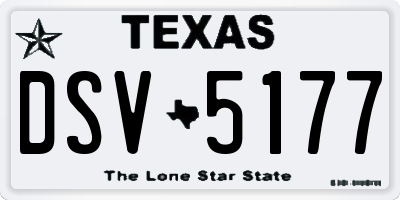 TX license plate DSV5177