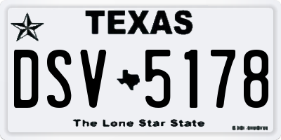 TX license plate DSV5178
