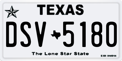 TX license plate DSV5180