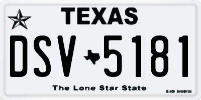 TX license plate DSV5181