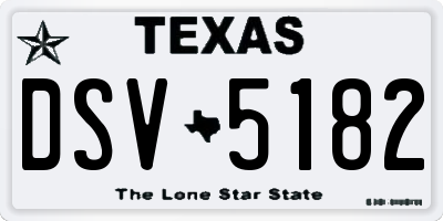 TX license plate DSV5182