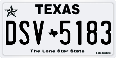 TX license plate DSV5183