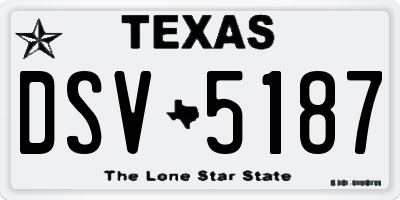 TX license plate DSV5187