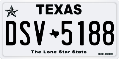 TX license plate DSV5188
