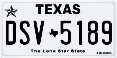TX license plate DSV5189