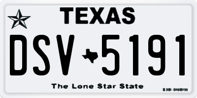TX license plate DSV5191