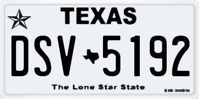 TX license plate DSV5192