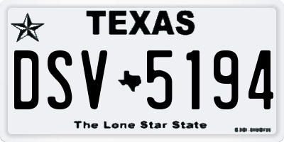 TX license plate DSV5194