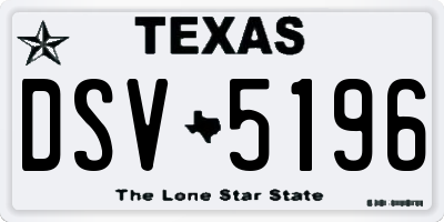 TX license plate DSV5196
