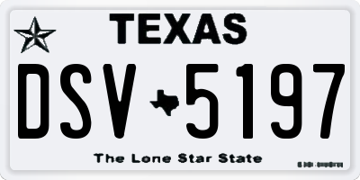 TX license plate DSV5197