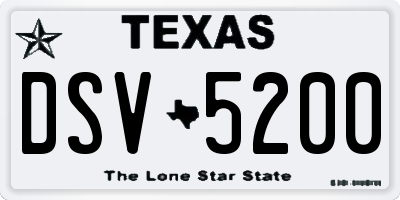 TX license plate DSV5200