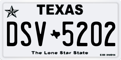 TX license plate DSV5202