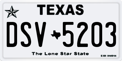 TX license plate DSV5203
