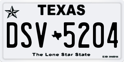TX license plate DSV5204