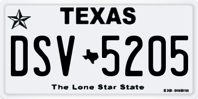 TX license plate DSV5205