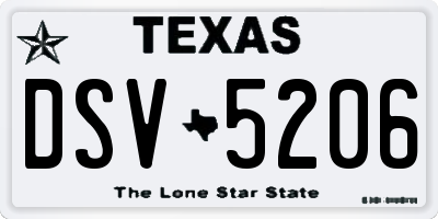 TX license plate DSV5206