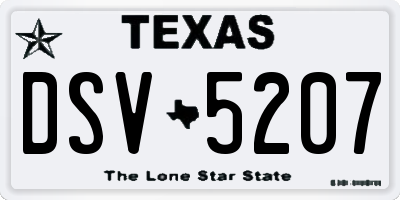 TX license plate DSV5207
