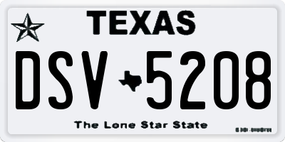TX license plate DSV5208