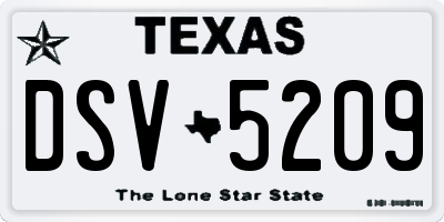 TX license plate DSV5209