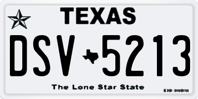 TX license plate DSV5213